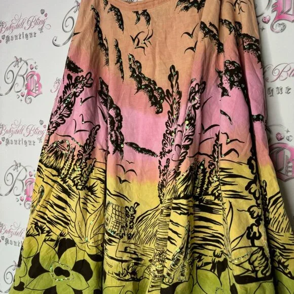 RDI Hawaii skirt sequin ombrΓ© pink orange yellow green sparkly shimmer volcano - Picture 2 of 15